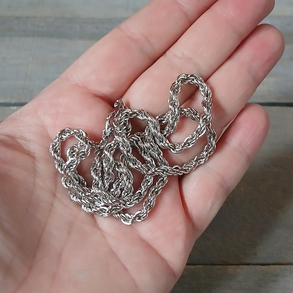 White Gold 14KGP Thick Rope Chain Necklace 22" - Picture 6 of 10